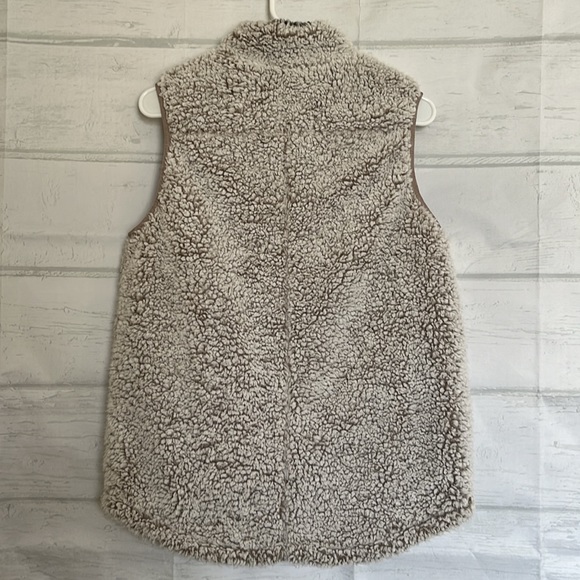 Thread & Supply Off-White Gray Ivory Sherpa Fleece Zip Up Vest Size M - Picture 6 of 13